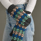 Grey + Blue Botanical Print Mittens