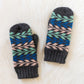 Grey + Blue Botanical Print Mittens