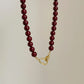Natural Red Agate Necklace with Gold Hardware