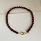 Natural Red Agate Necklace with Gold Hardware