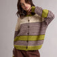 Avocado + Espresso Striped Cardigan