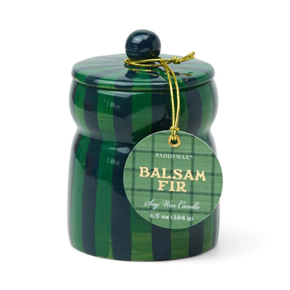 Cabana Striped Holiday Candles with Lid