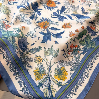 Chrysanthemum Print Vintage Style Scarf