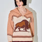 Buffalo Print Zip-Up Sweater
