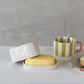 Striped Stoneware Butter Dish