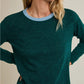 Green + Blue Contrast Neck Sweater