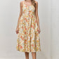 Floral Print Scallop Edge Midi Dress