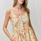 Floral Print Scallop Edge Midi Dress