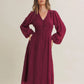 Crimson Crinkle Midi Dress