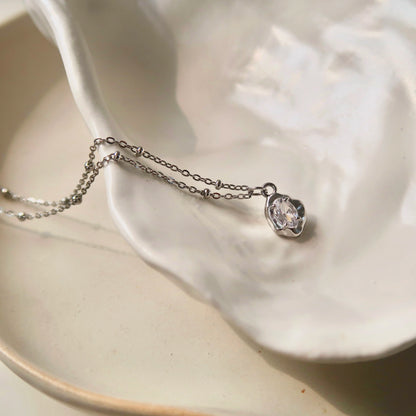 Asymmetric Crystal Pendant Necklace