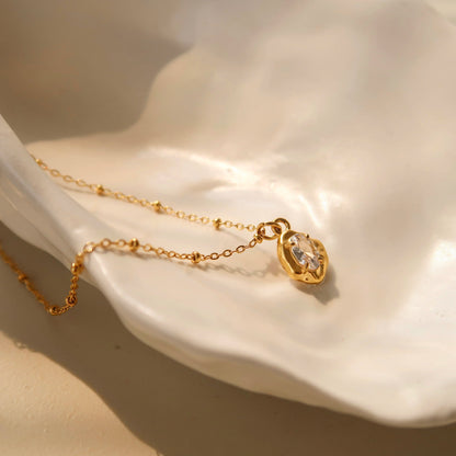 Asymmetric Crystal Pendant Necklace