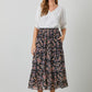 Floral Print Button Front Skirt