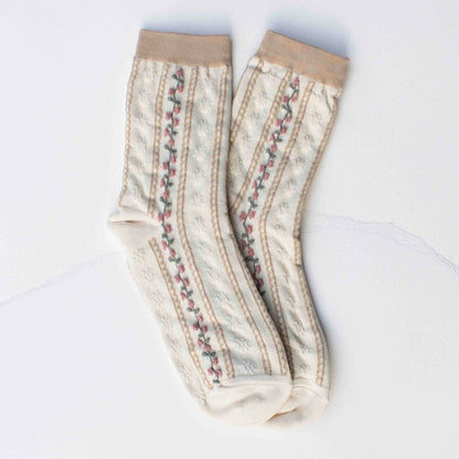 Vintage Stripe Floral Socks