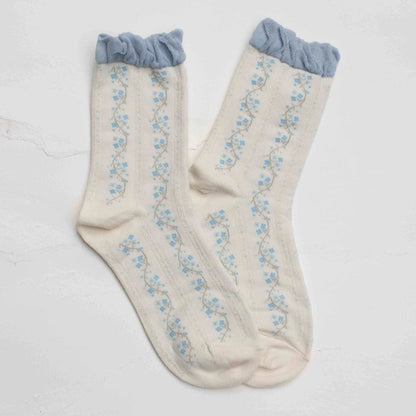 Ruffled Floral Vine Socks