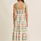 Vintage Floral Midi Dress with Shoulder Tie