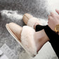 Fur Trimmed Slippers in Khaki