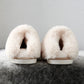 Fur Trimmed Slippers in Khaki