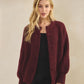 Maroon Plush Knit Cardigan