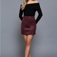 Belted Faux Suede Mini Skirt