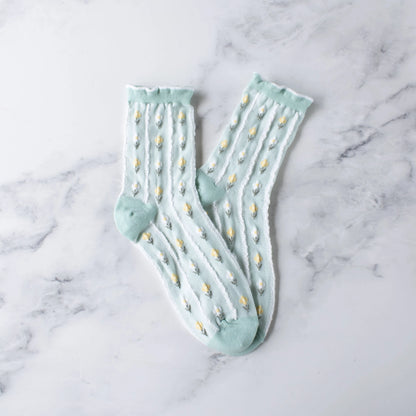 Pastel Floral Print Socks