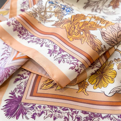 Chrysanthemum Print Vintage Style Scarf
