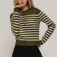 Olive + Cream Striped Cardigan