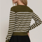 Olive + Cream Striped Cardigan