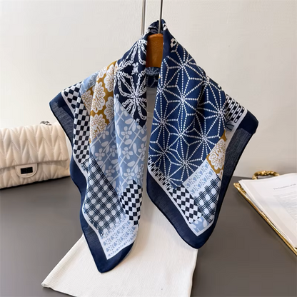 Patchwork Print Y2K Style Scarf