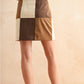 Patchwork Effect Suede Skirt