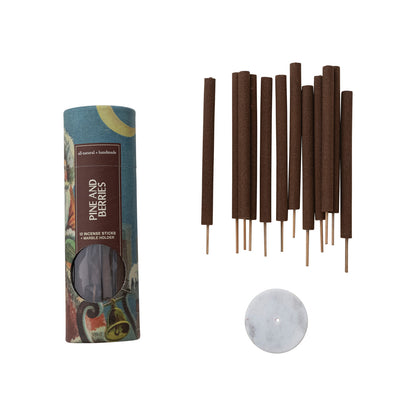 Natural Handmade Bamboo Incense w/ Marble Holder