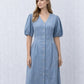 Pinstripe Denim Button Up Dress