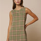 Plaid Shift Dress with Pockets