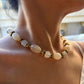 Resin and Gold Bead Statement Necklace