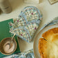 Sakura Block Print Oven Mitt - Blue