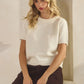 Ribbed Knit Short Sleeve Sweater