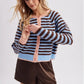 Contrast Stripe Knit Cardigan