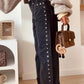 High Waisted Studded Wide Leg Jeans