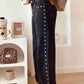 High Waisted Studded Wide Leg Jeans