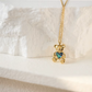 Teddy Charm Necklace with Shell Inlay