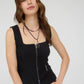 Zip-Up Square Neck Top
