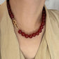 Natural Red Agate Necklace with Gold Hardware