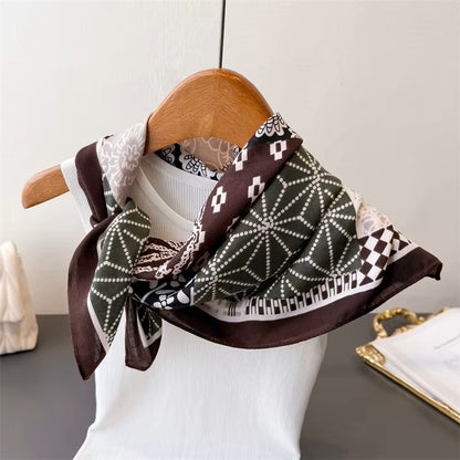 Patchwork Print Y2K Style Scarf