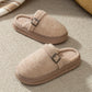 Plush Clog Slippers with Buckle