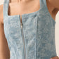 Floral Jacquard Zip-Up Corset Dress