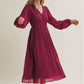 Crimson Crinkle Midi Dress