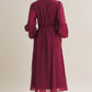 Crimson Crinkle Midi Dress