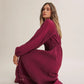 Crimson Crinkle Midi Dress