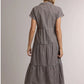 Tiered Gingham Shirt Dress