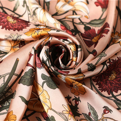 Vintage Inspired Lily Print Silky Scarf