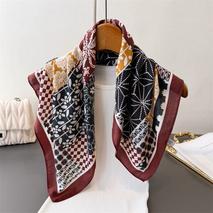 Patchwork Print Y2K Style Scarf